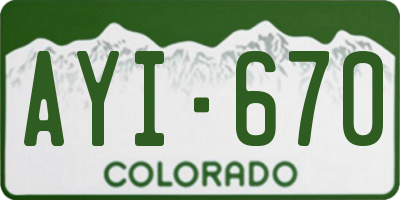 CO license plate AYI670