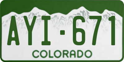 CO license plate AYI671