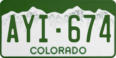 CO license plate AYI674