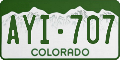 CO license plate AYI707