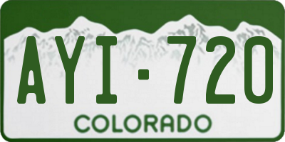 CO license plate AYI720