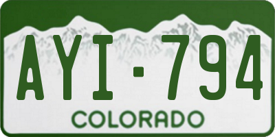 CO license plate AYI794