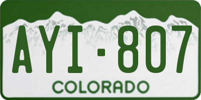 CO license plate AYI807