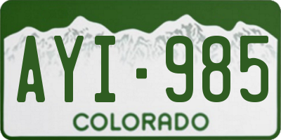 CO license plate AYI985