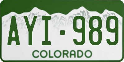CO license plate AYI989
