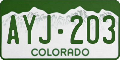 CO license plate AYJ203