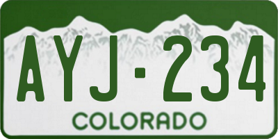 CO license plate AYJ234
