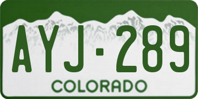 CO license plate AYJ289