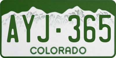 CO license plate AYJ365