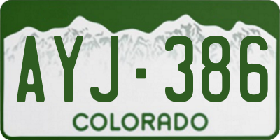 CO license plate AYJ386