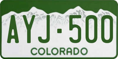CO license plate AYJ500
