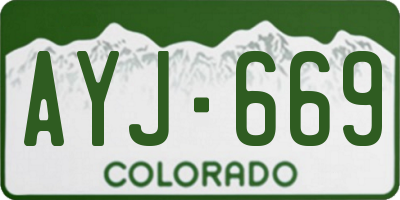 CO license plate AYJ669