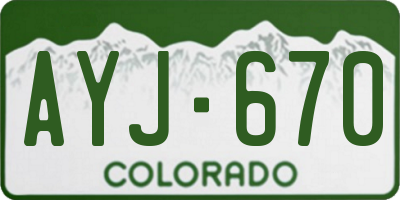 CO license plate AYJ670