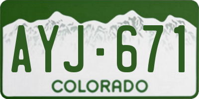 CO license plate AYJ671