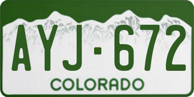 CO license plate AYJ672