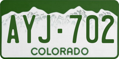 CO license plate AYJ702