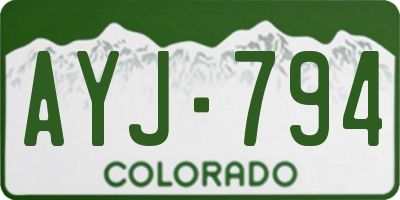CO license plate AYJ794