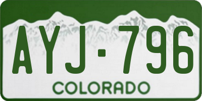 CO license plate AYJ796