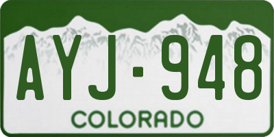 CO license plate AYJ948
