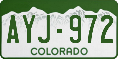 CO license plate AYJ972