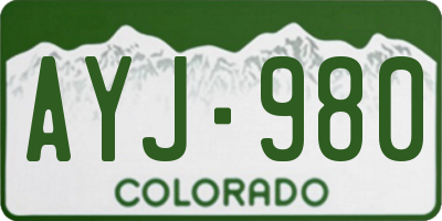 CO license plate AYJ980