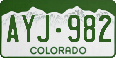 CO license plate AYJ982