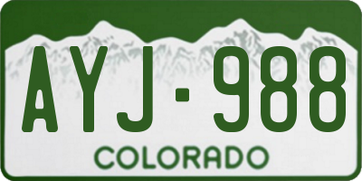CO license plate AYJ988