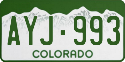 CO license plate AYJ993
