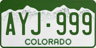 CO license plate AYJ999