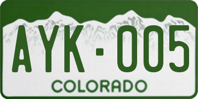 CO license plate AYK005