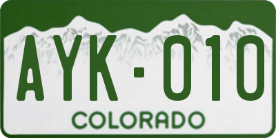 CO license plate AYK010