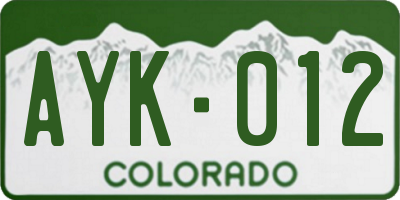 CO license plate AYK012