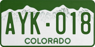 CO license plate AYK018