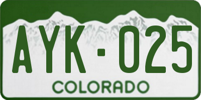 CO license plate AYK025