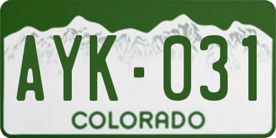 CO license plate AYK031