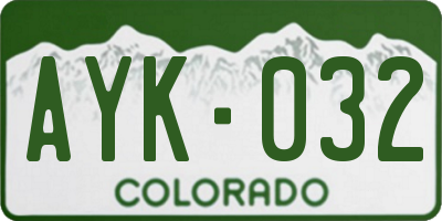 CO license plate AYK032