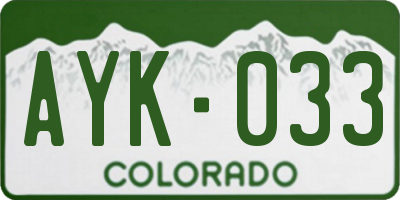 CO license plate AYK033