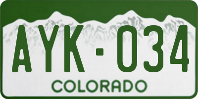 CO license plate AYK034