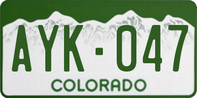 CO license plate AYK047