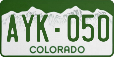 CO license plate AYK050