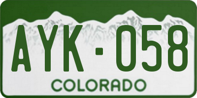 CO license plate AYK058