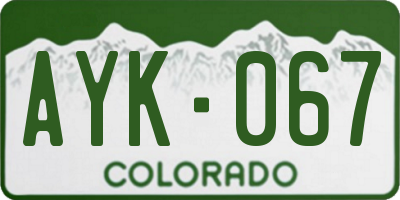 CO license plate AYK067