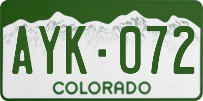 CO license plate AYK072