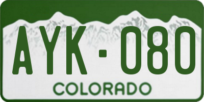 CO license plate AYK080