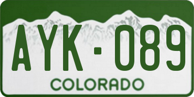 CO license plate AYK089