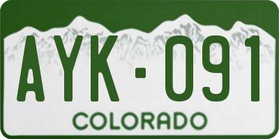 CO license plate AYK091