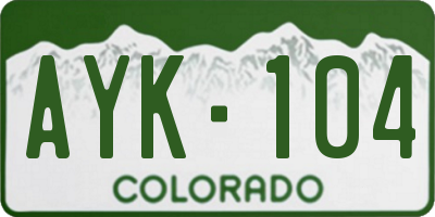 CO license plate AYK104