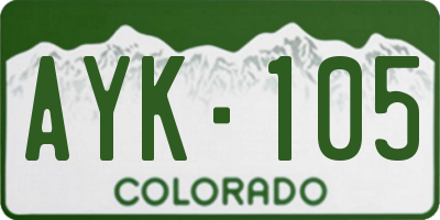 CO license plate AYK105