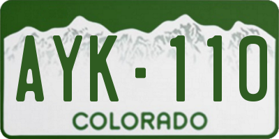 CO license plate AYK110