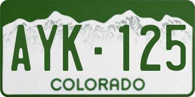 CO license plate AYK125